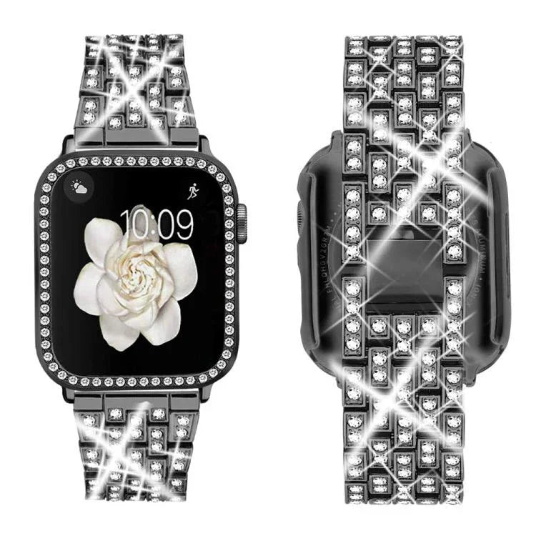 xDfind Bling Diamond Jewelry Metal Watch Band with Case, For Apple Watch Series 10 46mm, For Apple Watch Series 10 42mm, For Apple Watch Series 44mm, For Apple Watch Series 40mm, For Apple Watch Ultra 2 / 1 49mm, For Apple Watch Series 45mm