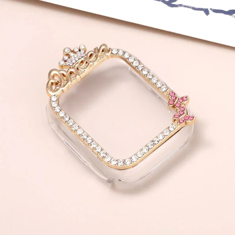 Crown-style Single Diamond Hollow PC Watch Shell, For Apple Watch Series 6 / 5 / 4 & SE 44mm, For Apple Watch Series 6 / 5 / 4 & SE 40mm, For Apple Watch Series 10 / 11 46mm, For Apple Watch Series 10 / 11 42mm, For Apple Watch Series 9 / 8 / 7 45mm