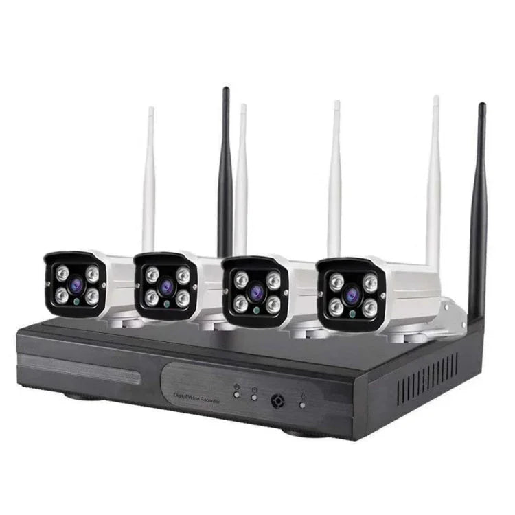 4CH HD 720P 1.0 Mega Pixel 2.4GHz WiFi IP Bullet Camera + NVR Kit - Trustpick
