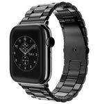 สายรัดนาฬิกาหนังแท้แบบพับหัวเข็มขัด 3 เม็ดสแตนเลสสตีล สำหรับ Apple Watch Series 10 ขนาด 42 มม. / 9&8&7 ขนาด 41 มม. / SE 3&SE 2&6&SE&5&4 ขนาด 40 มม. / 3&2&1 ขนาด 38 มม.