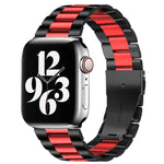 สายรัดนาฬิกาหนังแท้แบบพับหัวเข็มขัด 3 เม็ดสแตนเลสสตีล สำหรับ Apple Watch Series 10 ขนาด 42 มม. / 9&8&7 ขนาด 41 มม. / SE 3&SE 2&6&SE&5&4 ขนาด 40 มม. / 3&2&1 ขนาด 38 มม.