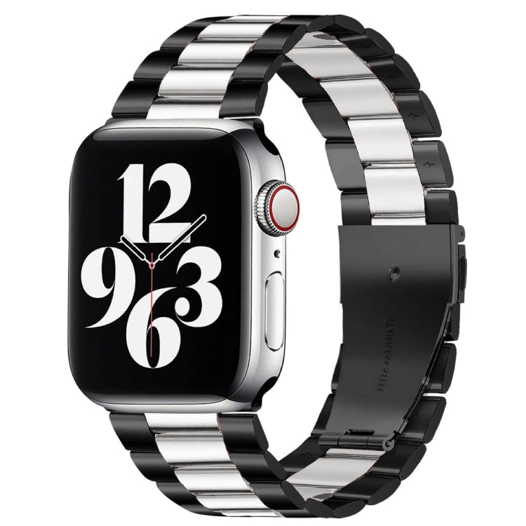 สายรัดนาฬิกาหนังแท้แบบพับหัวเข็มขัด 3 เม็ดสแตนเลสสตีล สำหรับ Apple Watch Series 10 ขนาด 42 มม. / 9&8&7 ขนาด 41 มม. / SE 3&SE 2&6&SE&5&4 ขนาด 40 มม. / 3&2&1 ขนาด 38 มม.