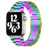 สายรัดนาฬิกาหนังแท้แบบพับหัวเข็มขัด 3 เม็ดสแตนเลสสตีล สำหรับ Apple Watch Series 10 ขนาด 42 มม. / 9&8&7 ขนาด 41 มม. / SE 3&SE 2&6&SE&5&4 ขนาด 40 มม. / 3&2&1 ขนาด 38 มม.