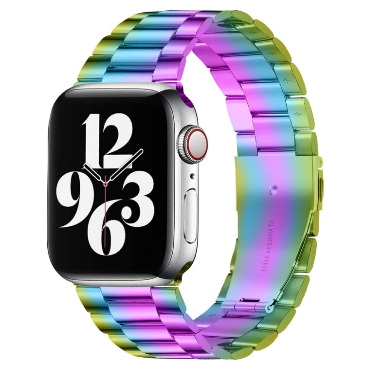 สายรัดนาฬิกาหนังแท้แบบพับหัวเข็มขัด 3 เม็ดสแตนเลสสตีล สำหรับ Apple Watch Series 10 ขนาด 42 มม. / 9&8&7 ขนาด 41 มม. / SE 3&SE 2&6&SE&5&4 ขนาด 40 มม. / 3&2&1 ขนาด 38 มม.