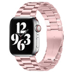 สายรัดนาฬิกาหนังแท้แบบพับหัวเข็มขัด 3 เม็ดสแตนเลสสตีล สำหรับ Apple Watch Series 10 ขนาด 42 มม. / 9&8&7 ขนาด 41 มม. / SE 3&SE 2&6&SE&5&4 ขนาด 40 มม. / 3&2&1 ขนาด 38 มม.