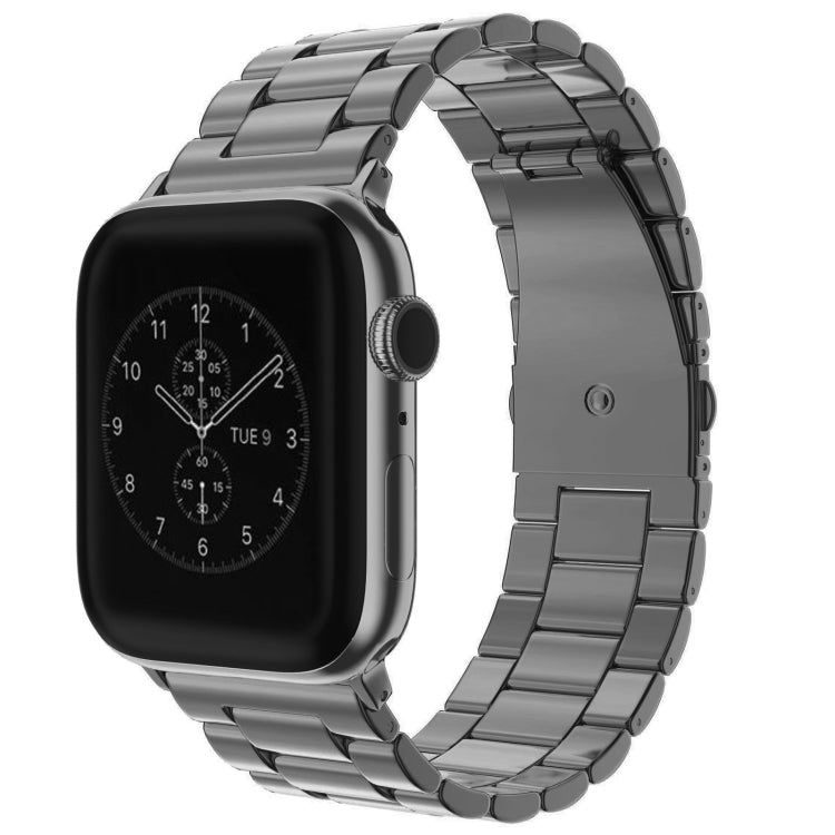 สายรัดนาฬิกาหนังแท้แบบพับหัวเข็มขัด 3 เม็ดสแตนเลสสตีล สำหรับ Apple Watch Series 10 ขนาด 42 มม. / 9&8&7 ขนาด 41 มม. / SE 3&SE 2&6&SE&5&4 ขนาด 40 มม. / 3&2&1 ขนาด 38 มม.