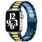 สายรัดนาฬิกาหนังแท้แบบพับหัวเข็มขัด 3 เม็ดสแตนเลสสตีล สำหรับ Apple Watch Series 10 ขนาด 42 มม. / 9&8&7 ขนาด 41 มม. / SE 3&SE 2&6&SE&5&4 ขนาด 40 มม. / 3&2&1 ขนาด 38 มม.