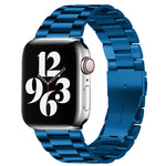 สายรัดนาฬิกาหนังแท้แบบพับหัวเข็มขัด 3 เม็ดสแตนเลสสตีล สำหรับ Apple Watch Series 10 ขนาด 42 มม. / 9&8&7 ขนาด 41 มม. / SE 3&SE 2&6&SE&5&4 ขนาด 40 มม. / 3&2&1 ขนาด 38 มม.