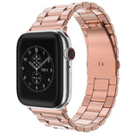 สายรัดนาฬิกาหนังแท้แบบพับหัวเข็มขัด 3 เม็ดสแตนเลสสตีล สำหรับ Apple Watch Series 10 ขนาด 42 มม. / 9&8&7 ขนาด 41 มม. / SE 3&SE 2&6&SE&5&4 ขนาด 40 มม. / 3&2&1 ขนาด 38 มม.