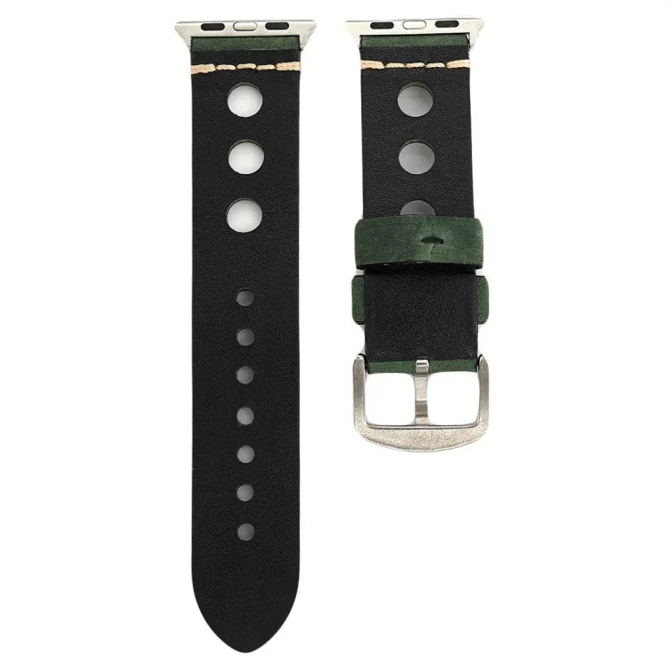 สายรัดนาฬิกาหนังแท้สไตล์วินเทจแบบเจาะรู สำหรับ Apple Watch Series 10 ขนาด 42 มม. / 9&8&7 ขนาด 41 มม. / SE 3&SE 2&6&SE&5&4 ขนาด 40 มม. / 3&2&1 ขนาด 38 มม. สำหรับขนาด 38 มม.