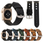 สายรัดนาฬิกาหนังแท้สไตล์วินเทจแบบเจาะรู สำหรับ Apple Watch Series 10 ขนาด 42 มม. / 9&8&7 ขนาด 41 มม. / SE 3&SE 2&6&SE&5&4 ขนาด 40 มม. / 3&2&1 ขนาด 38 มม. สำหรับขนาด 38 มม.