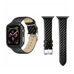 สายหนังแท้ลายคาร์บอนไฟเบอร์สำหรับ Apple Watch Series 5 & 4 40 มม. และ Series 3 & 2 & 1 38 มม.