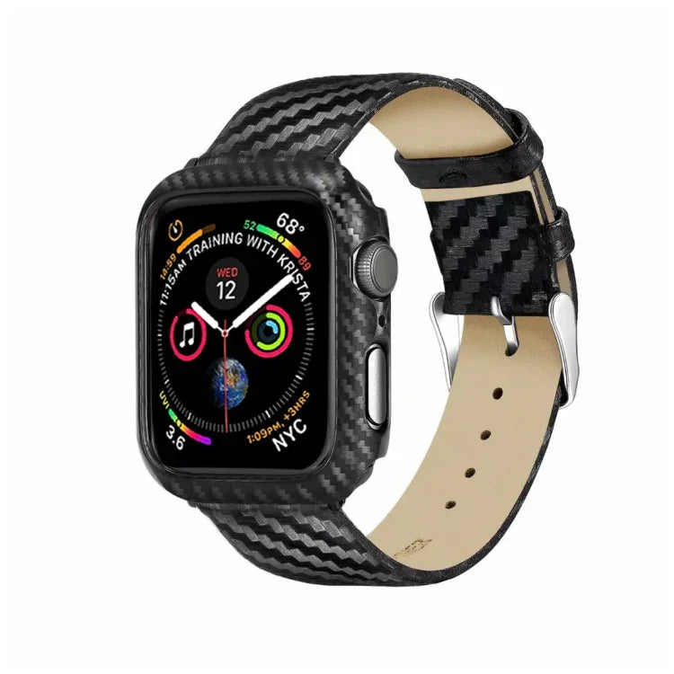 สายหนังแท้คาร์บอนไฟเบอร์พร้อมกรอบสำหรับ Apple Watch Series 4 40มม., Apple Watch Series 4 40มม.