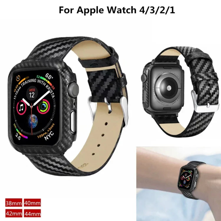 สายหนังแท้คาร์บอนไฟเบอร์พร้อมกรอบสำหรับ Apple Watch Series 4 40มม., Apple Watch Series 4 40มม.