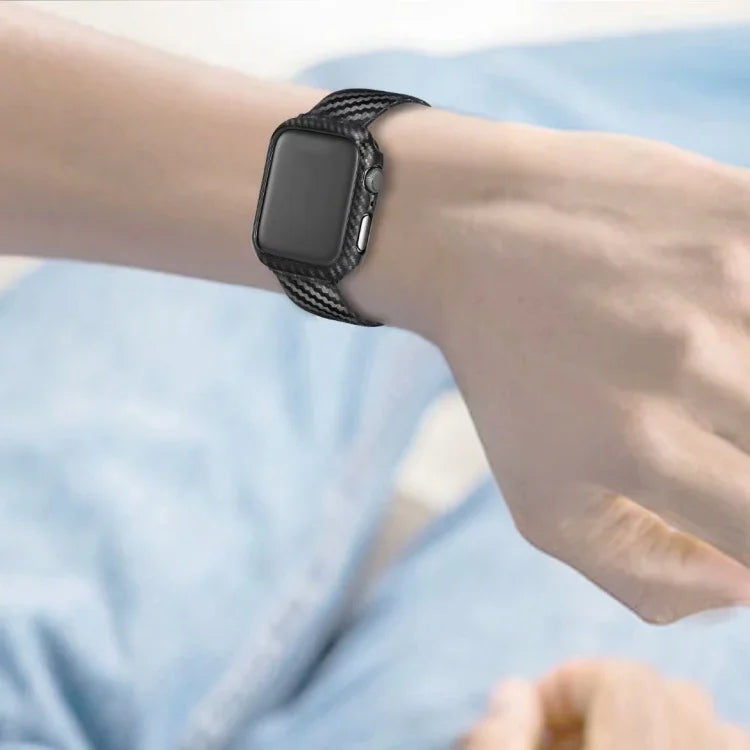 สายหนังแท้คาร์บอนไฟเบอร์พร้อมกรอบสำหรับ Apple Watch Series 3 & 2 & 1 38มม., Apple Watch Series 3 & 2 & 1 38มม.