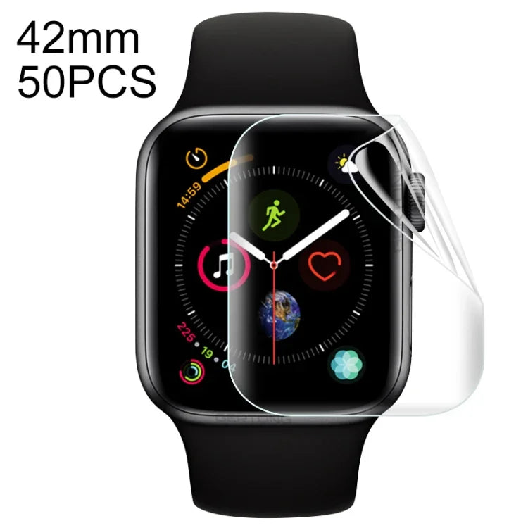 ฟิล์มไฮโดรเจลนุ่มแบบเต็มหน้าปกสำหรับ Apple Watch Series 3 / 2 / 1 42มม. 50 ชิ้น, สำหรับ Apple Watch Series 3 / 2 / 1 42มม. (50 ชิ้น)