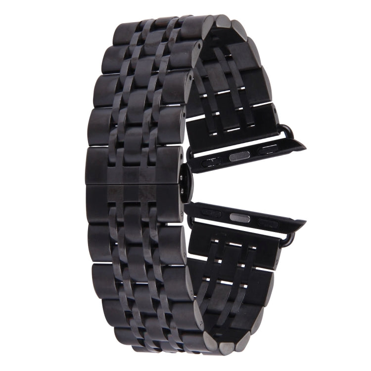 สายนาฬิกาสแตนเลส 7 เม็ดพร้อมหัวเข็มขัดผีเสื้อซ่อนสำหรับ Apple Watch ขนาด 42 มม. (สีเงินทอง) ขนาด 20 มม. สำหรับผู้หญิง