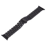 สายนาฬิกาสแตนเลส 7 เม็ดพร้อมหัวเข็มขัดผีเสื้อซ่อนสำหรับ Apple Watch ขนาด 42 มม. (สีเงินทอง) ขนาด 20 มม. สำหรับผู้หญิง