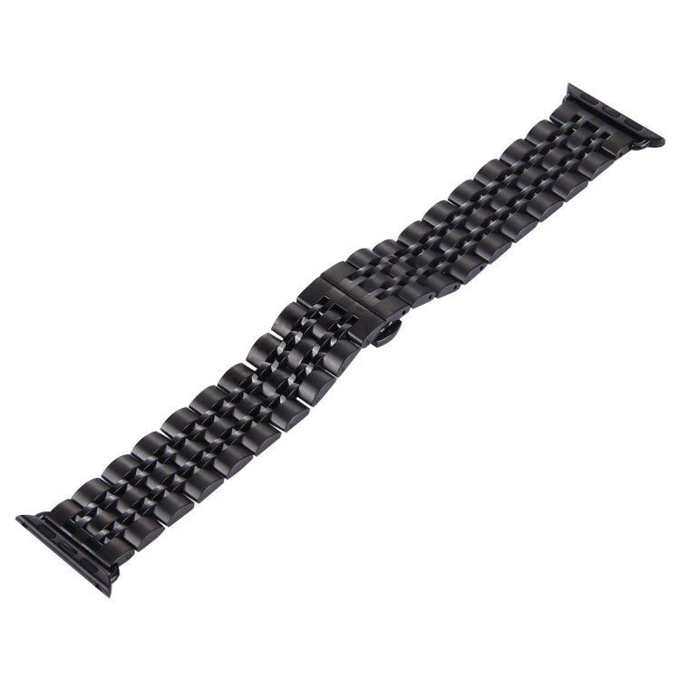 สายนาฬิกาสแตนเลส 7 เม็ดพร้อมหัวเข็มขัดผีเสื้อซ่อนสำหรับ Apple Watch ขนาด 42 มม. (สีเงินทอง) ขนาด 20 มม. สำหรับผู้หญิง