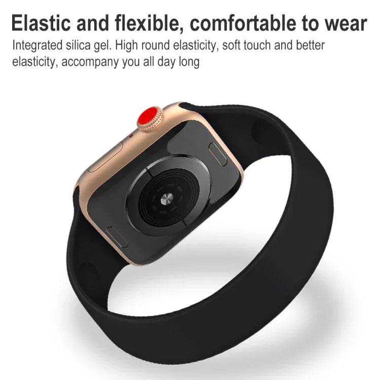 สำหรับ Apple Watch Series 10 ขนาด 42 มม. / 9&8&7 ขนาด 41 มม. / SE 3&SE 2&6&SE&5&4 ขนาด 40 มม. / 3&2&1 ขนาด 38 มม. สายนาฬิกาซิลิโคนยืดหยุ่นสีพื้น ขนาด M 143 มม.