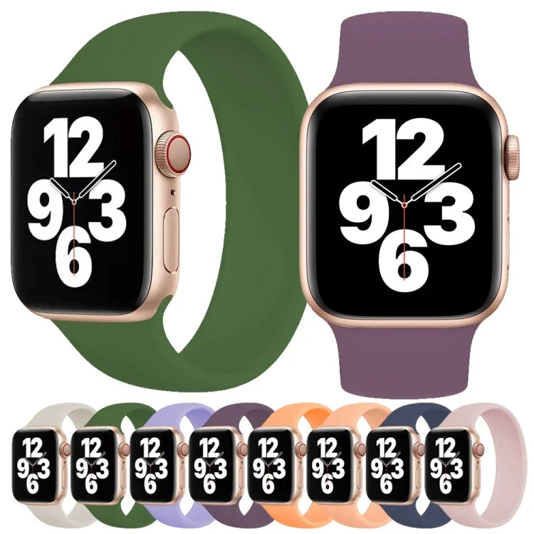 สำหรับ Apple Watch Series 10 ขนาด 42 มม. / 9&8&7 ขนาด 41 มม. / SE 3&SE 2&6&SE&5&4 ขนาด 40 มม. / 3&2&1 ขนาด 38 มม. สายนาฬิกาซิลิโคนยืดหยุ่นสีพื้น ขนาด M 143 มม.
