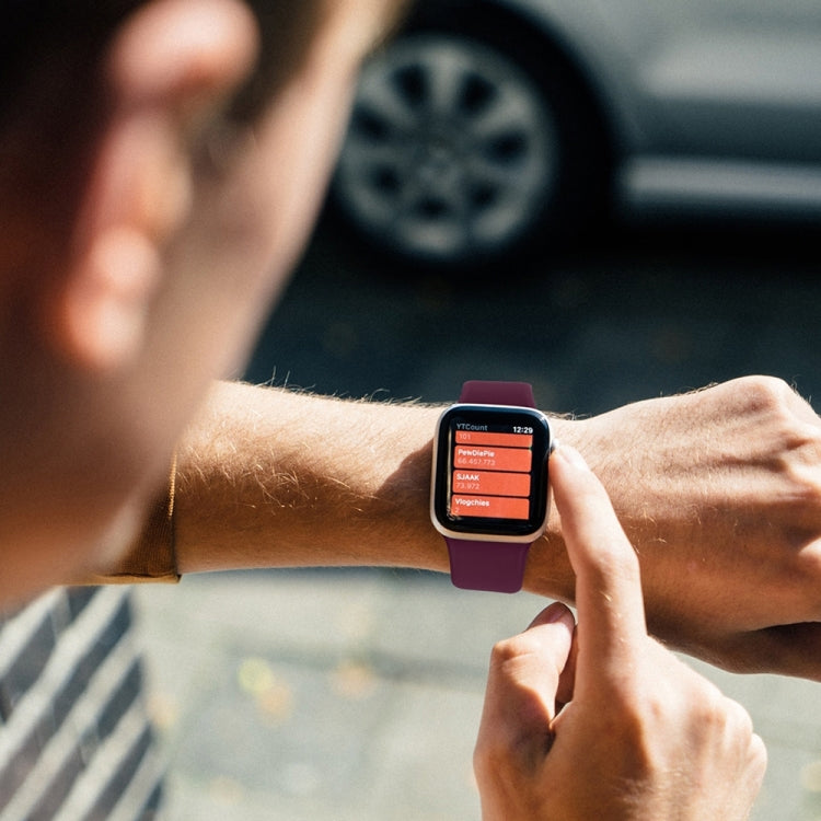 สายรัดนาฬิกาซิลิโคนยืดหยุ่นสีพื้น สำหรับ Apple Watch Ultra 49 มม. & Watch Ultra 2 49 มม. / Series 10 46 มม. / 9&8&7 45 มม. / SE 3&SE 2&6&SE&5&4 44 มม. / 3&2&1 42 มม. ขนาด:S 130 มม.