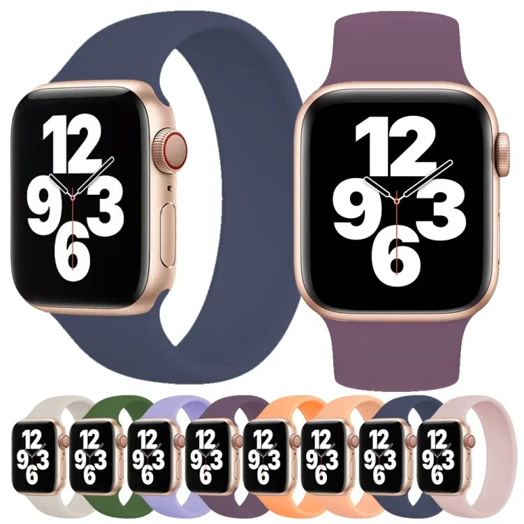 สายซิลิโคนยืดหยุ่นสีพื้นสำหรับ Apple Watch Ultra 49มม. และ Watch Ultra 2 49มม. / Series 10 46มม. / 9&8&7 45มม. / SE 3&SE 2&6&SE&5&4 44มม. / 3&2&1 42มม. ขนาด:M 143มม.