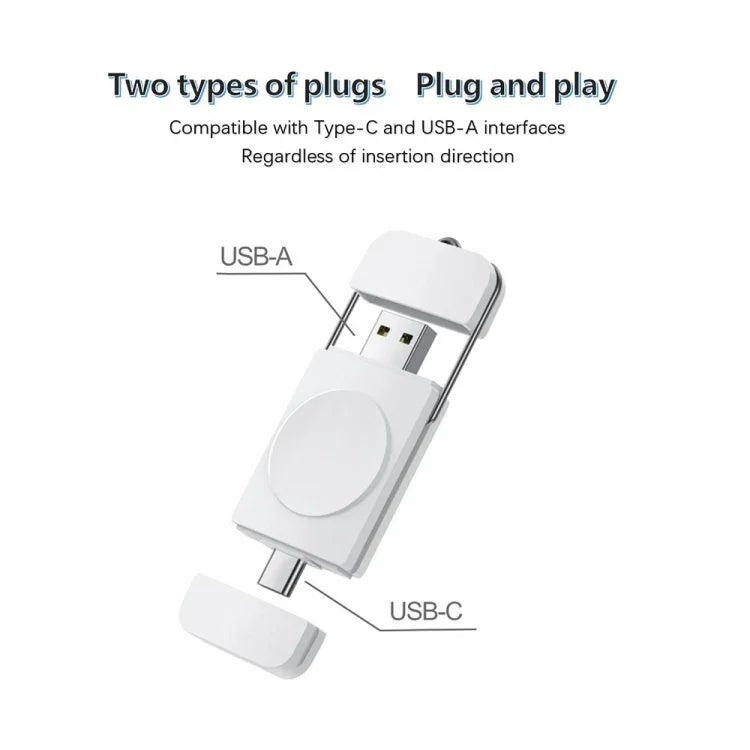 ที่ชาร์จไร้สายแม่เหล็ก U8S USB / Type-C ชาร์จเร็วสำหรับ Samsung Watch 3 / 4, 4 Classic, Active 1 / 2
