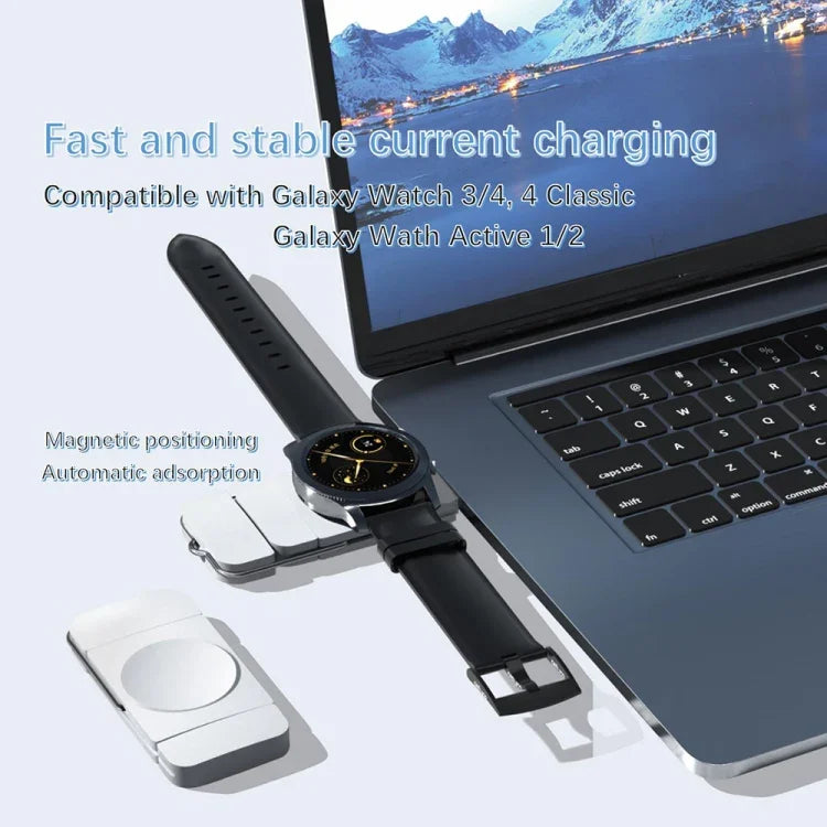 ที่ชาร์จไร้สายแม่เหล็ก U8S USB / Type-C ชาร์จเร็วสำหรับ Samsung Watch 3 / 4, 4 Classic, Active 1 / 2