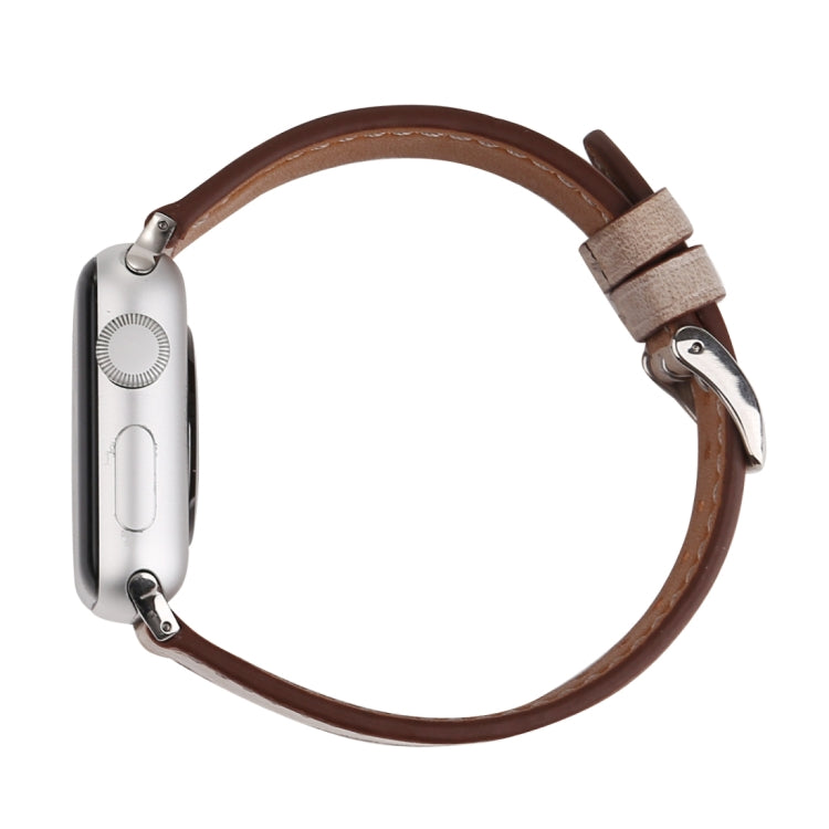 สายหนังแท้สไตล์ใหม่ สำหรับ Apple Watch Series 10 42mm / 9&8&7 41mm / SE 3&SE 2&6&SE&5&4 40mm / 3&2&1 38mm, 38mm