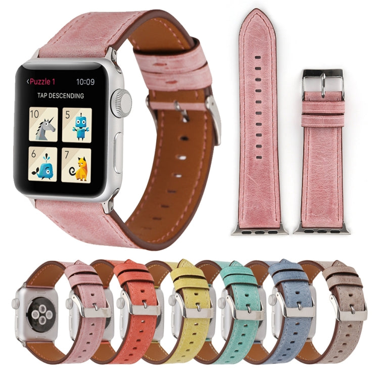 สายหนังแท้สไตล์ใหม่ สำหรับ Apple Watch Series 10 42mm / 9&8&7 41mm / SE 3&SE 2&6&SE&5&4 40mm / 3&2&1 38mm, 38mm