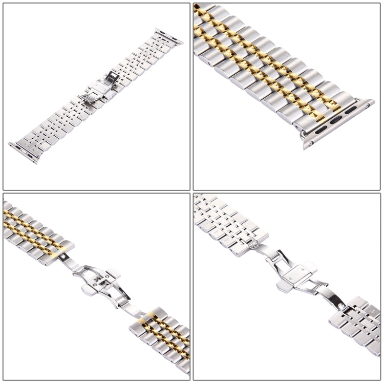 สายสแตนเลสสตีลผู้ชาย 22 มม. พร้อมหัวเข็มขัดผีเสื้อซ่อน 7 เม็ด สำหรับ Apple Watch 38 มม., 22 มม. สำหรับผู้ชาย