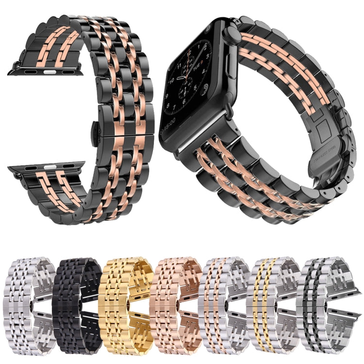 สายสแตนเลสสตีลผู้ชาย 22 มม. พร้อมหัวเข็มขัดผีเสื้อซ่อน 7 เม็ด สำหรับ Apple Watch 38 มม., 22 มม. สำหรับผู้ชาย