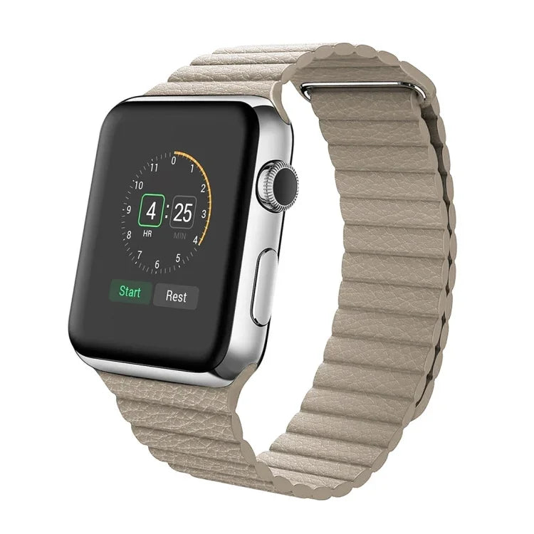 สายรัดนาฬิกาหนัง PU พร้อมตัวล็อกแม่เหล็กแบบห่วง สำหรับ Apple Watch ขนาด 38 มม.