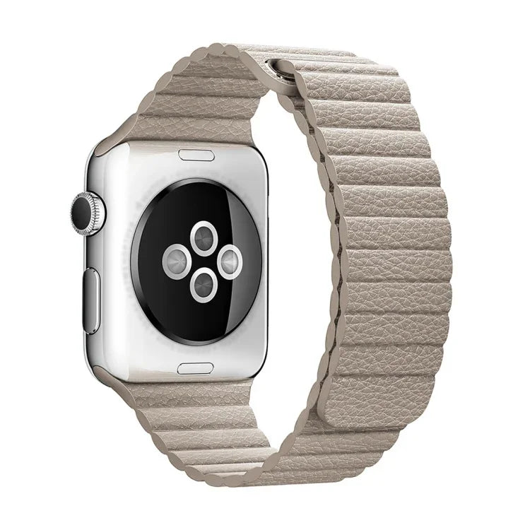 สายรัดนาฬิกาหนัง PU พร้อมตัวล็อกแม่เหล็กแบบห่วง สำหรับ Apple Watch ขนาด 38 มม.