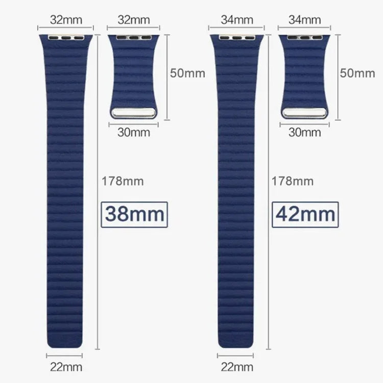 สายรัดนาฬิกาหนัง PU พร้อมตัวล็อกแม่เหล็กแบบห่วง สำหรับ Apple Watch ขนาด 38 มม.
