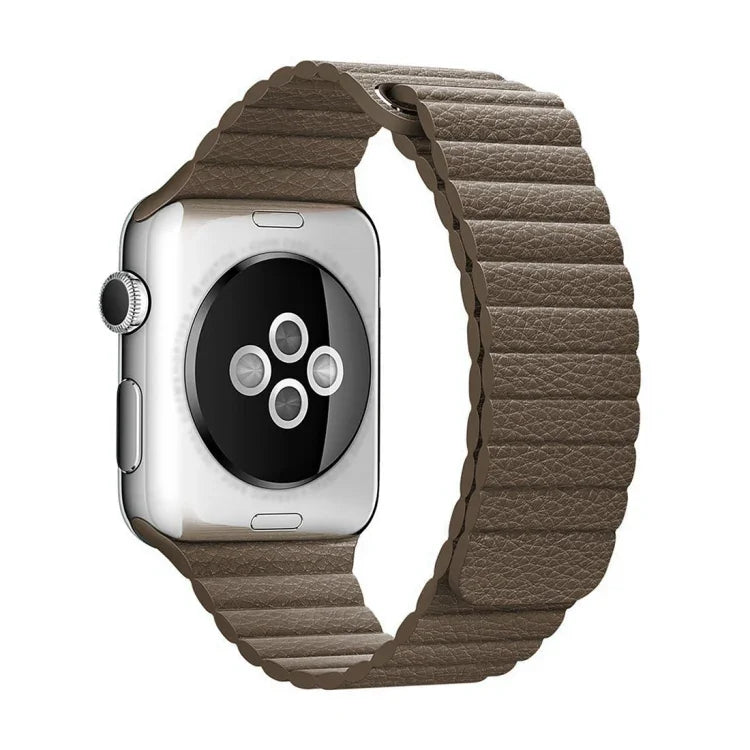 สายรัดนาฬิกาหนัง PU พร้อมตัวล็อกแม่เหล็กแบบห่วง สำหรับ Apple Watch ขนาด 38 มม.