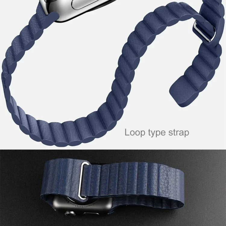 สายรัดข้อมือหนัง PU แบบล็อกแม่เหล็กสำหรับ Apple Watch 42mm