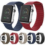 สายรัดข้อมือหนัง PU แบบล็อกแม่เหล็กสำหรับ Apple Watch 42mm