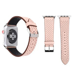 สายรัดนาฬิกาหนังแท้ลายรูแบบแฟชั่นเรียบง่ายสำหรับ Apple Watch Series 10 42 มม. / 9&8&7 41 มม. / SE 3&SE 2&6&SE&5&4 40 มม. / 3&2&1 38 มม. ขนาด 38 มม.