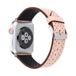 สายรัดนาฬิกาหนังแท้ลายรูแบบแฟชั่นเรียบง่ายสำหรับ Apple Watch Series 10 42 มม. / 9&8&7 41 มม. / SE 3&SE 2&6&SE&5&4 40 มม. / 3&2&1 38 มม. ขนาด 38 มม.