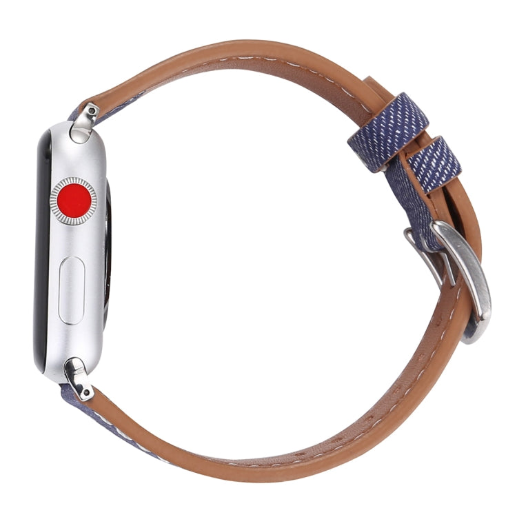 สำหรับ Apple Watch Series 10 ขนาด 42 มม. / 9&8&7 ขนาด 41 มม. / SE 3&SE 2&6&SE&5&4 ขนาด 40 มม. / 3&2&1 ขนาด 38 มม. สายนาฬิกาหนังแท้ลายคาวบอยแฟชั่นเรียบง่าย ขนาด 38 มม.