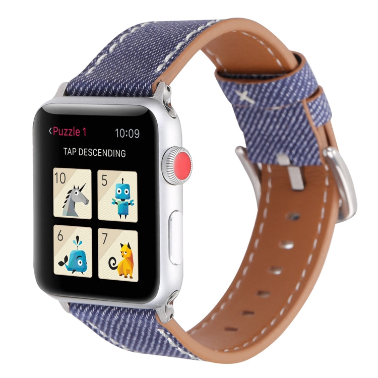 สำหรับ Apple Watch Series 10 ขนาด 42 มม. / 9&8&7 ขนาด 41 มม. / SE 3&SE 2&6&SE&5&4 ขนาด 40 มม. / 3&2&1 ขนาด 38 มม. สายนาฬิกาหนังแท้ลายคาวบอยแฟชั่นเรียบง่าย ขนาด 38 มม.