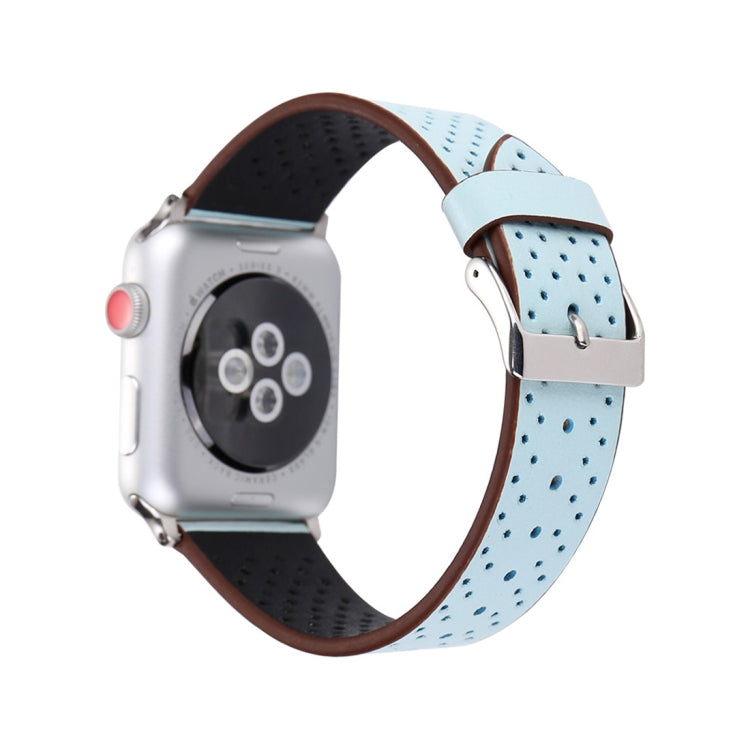 สายรัดนาฬิกาหนังแท้ลายรูแบบแฟชั่นเรียบง่าย สำหรับ Apple Watch Ultra 49 มม. & Watch Ultra 2 49 มม. / Series 10 46 มม. / 9&8&7 45 มม. / SE 3&SE 2&6&SE&5&4 44 มม. / 3&2&1 42 มม., 42 มม.