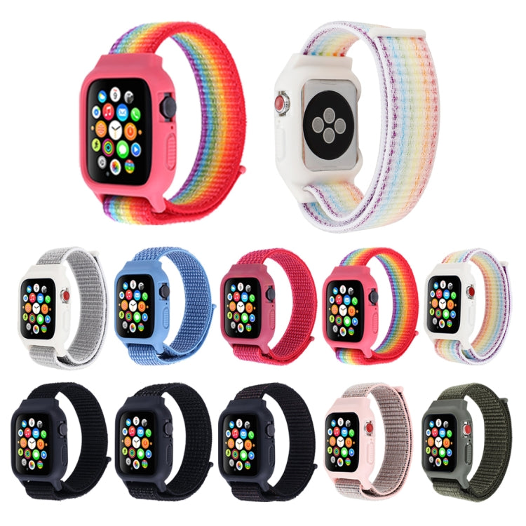 สายรัดนาฬิกาไนลอนพร้อมตะขอและห่วงสำหรับ Apple Watch Ultra 49 มม. / Series 8&7 45 มม. / SE 2&6&SE&5&4 44 มม. / 3&2&1 42 มม.