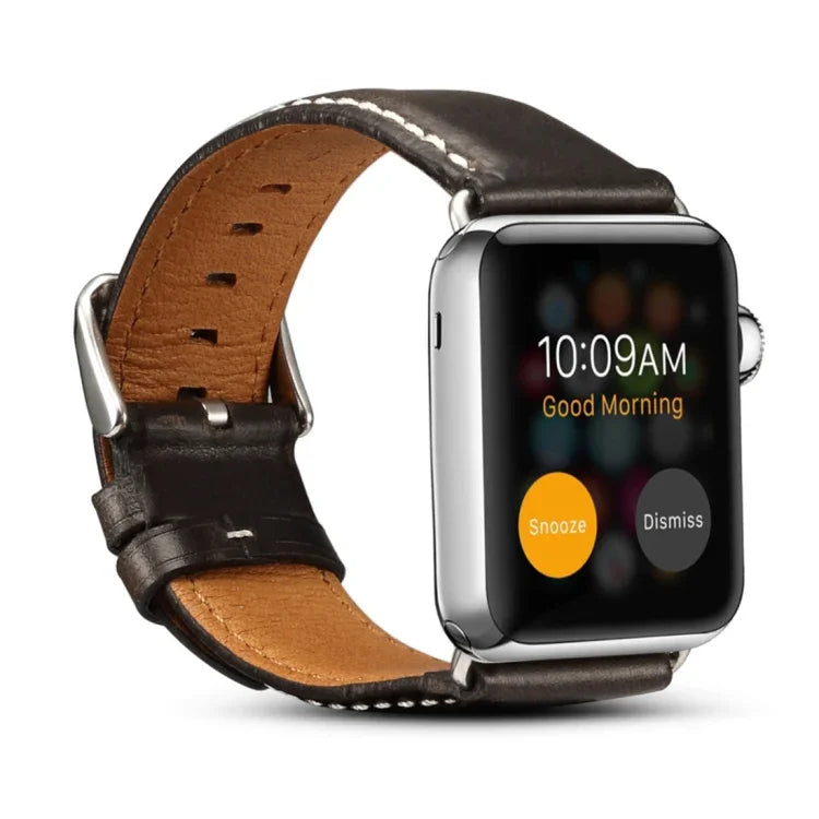 สายรัดนาฬิกาหนังวินเทจเคลือบน้ำมัน Denior สำหรับ Apple Watch Series 7 45 มม. / 6 & SE & 5 & 4 44 มม. / 3 & 2 & 1 42 มม.