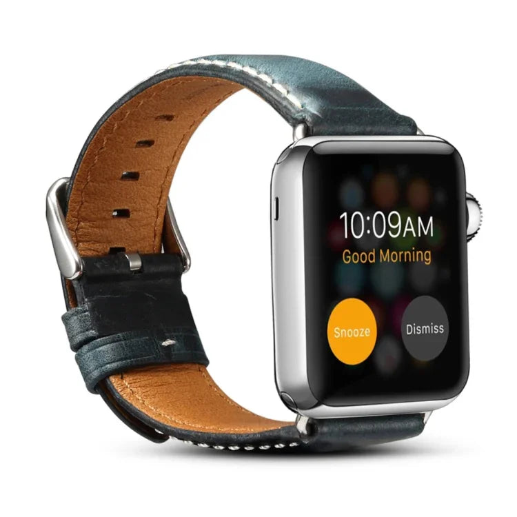 สายรัดนาฬิกาหนังวินเทจเคลือบน้ำมัน Denior สำหรับ Apple Watch Series 7 45 มม. / 6 & SE & 5 & 4 44 มม. / 3 & 2 & 1 42 มม.