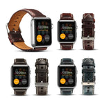 สายรัดนาฬิกาหนังวินเทจเคลือบน้ำมัน Denior สำหรับ Apple Watch Series 7 45 มม. / 6 & SE & 5 & 4 44 มม. / 3 & 2 & 1 42 มม.