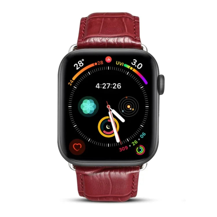 สายรัดนาฬิกาหนังวัวลายจระเข้ Denior สำหรับ Apple Watch Series 10 ขนาด 42 มม. / 9&8&7 ขนาด 41 มม. / SE 3&SE 2&6&SE&5&4 ขนาด 40 มม. / 3&2&1 ขนาด 38 มม.