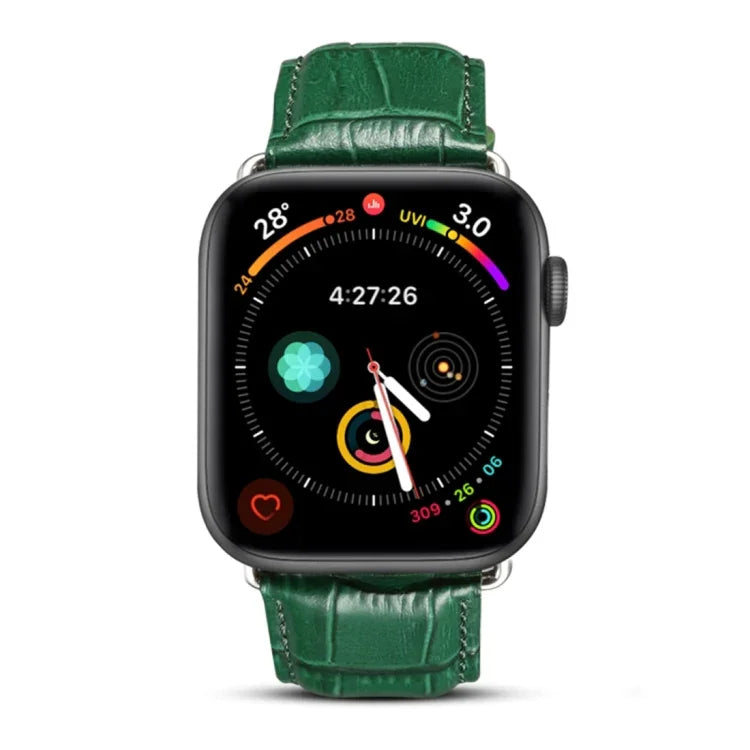สายรัดนาฬิกาหนังวัวลายจระเข้ Denior สำหรับ Apple Watch Series 10 ขนาด 42 มม. / 9&8&7 ขนาด 41 มม. / SE 3&SE 2&6&SE&5&4 ขนาด 40 มม. / 3&2&1 ขนาด 38 มม.
